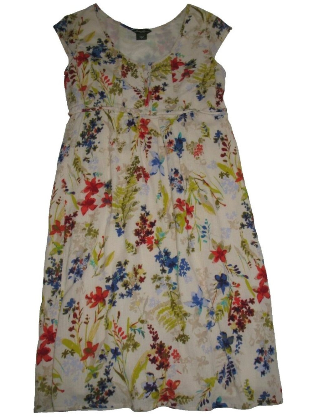 Eddie Bauer Women’s Floral Midi Dress Size 6 Cap Sleeve Cottagecore Summer